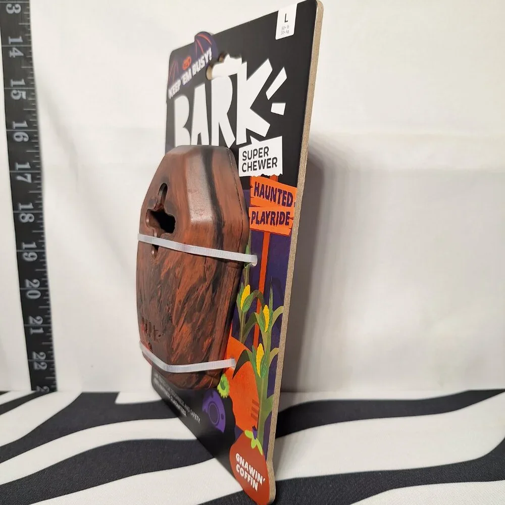 NWT Bark Super Chewer Gnawin' Coffin Dog Toy L